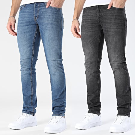 Jack And Jones - Lot De 2 Jeans Slim Glenn Original Noir Bleu Denim