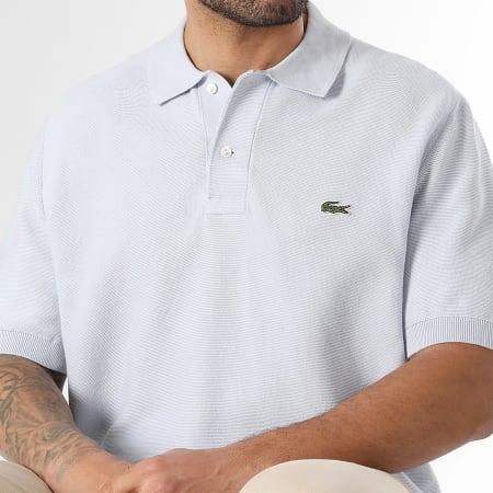 Lacoste - Polo Manches Courtes Logo Brodé Crocodile Bleu Clair