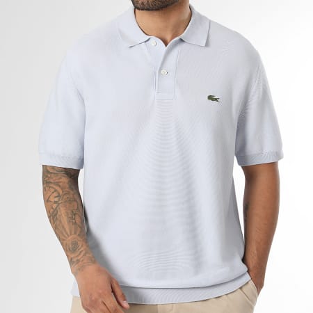 Lacoste - Polo Manches Courtes Logo Brodé Crocodile Bleu Clair