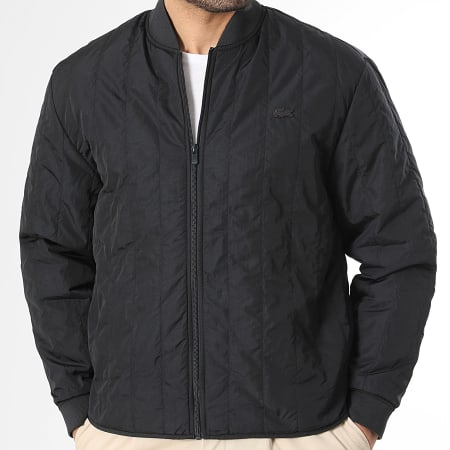 Lacoste - Jacke mit Reißverschluss Logo Bestickter Krokodil Ton in Ton Schwarz