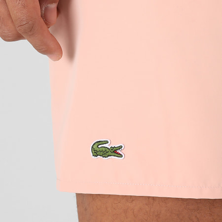 Lacoste - Short De Bain Logo Brodé Crocodile Saumon