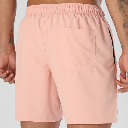 Lacoste - Short De Bain Logo Brodé Crocodile Saumon