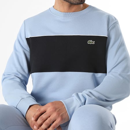 Lacoste - Sweat Crewneck Classic Fit Logo Brodé Crocodile Bleu Clair Bleu Marine