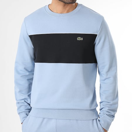 Lacoste - Sweat Crewneck Classic Fit Logo Brodé Crocodile Bleu Clair Bleu Marine