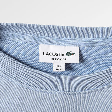 Lacoste - Sweat Crewneck Classic Fit Logo Brodé Crocodile Bleu Clair Bleu Marine