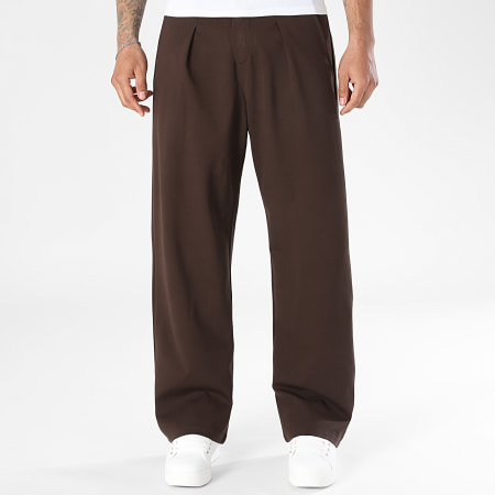 LBO - Pantalón Vestir Amplio Con Pliegues 2545 Marrón Chocolate