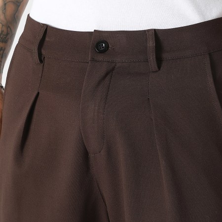 LBO - Pantalón Vestir Amplio Con Pliegues 2545 Marrón Chocolate