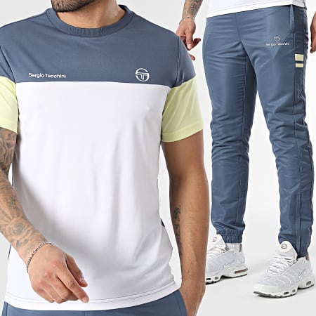 Sergio Tacchini - Ensemble Tee Shirt Et Jogging Prave Termoli 40845 41559 Gris Blanc Jaune