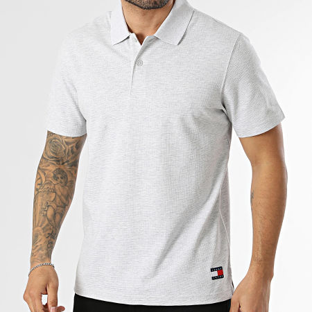 Tommy Jeans - Polo Manches Courtes Regular Fit Waffle 2703 Gris Chiné