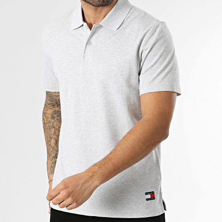 Tommy Jeans - Polo Manches Courtes Regular Fit Waffle 2703 Gris Chiné