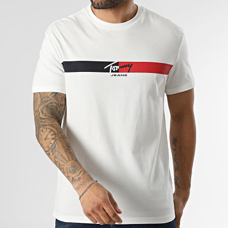 Tommy Jeans - Tee Shirt Regular Fit Signature Stripe 2539 Beige Clair