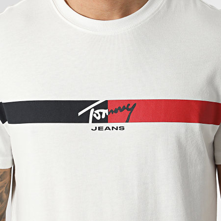 Tommy Jeans - Tee Shirt Regular Fit Signature Stripe 2539 Beige Clair