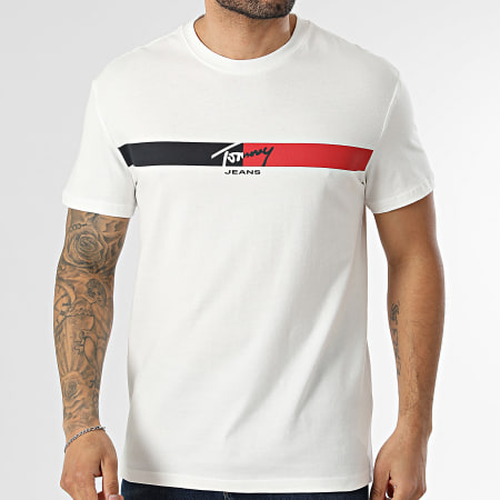 Tommy Jeans - Tee Shirt Regular Fit Signature Stripe 2539 Beige Clair