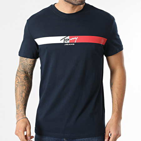 Tommy Jeans - Tee Shirt Regular Fit Signature Stripe 2539 Bleu Marine
