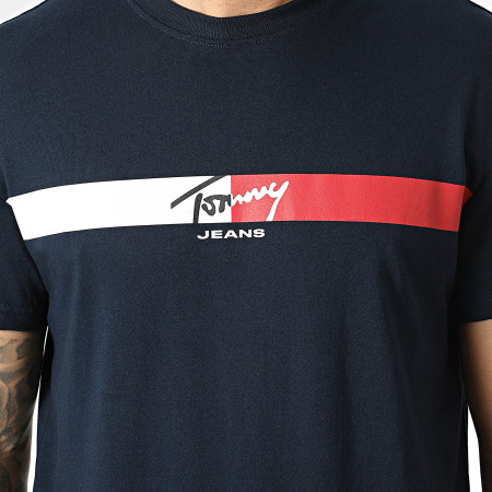 Tommy Jeans - Tee Shirt Regular Fit Signature Stripe 2539 Bleu Marine