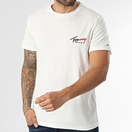 Tommy Jeans - Tee Shirt Slim Sign Chest 2538 Beige Clair