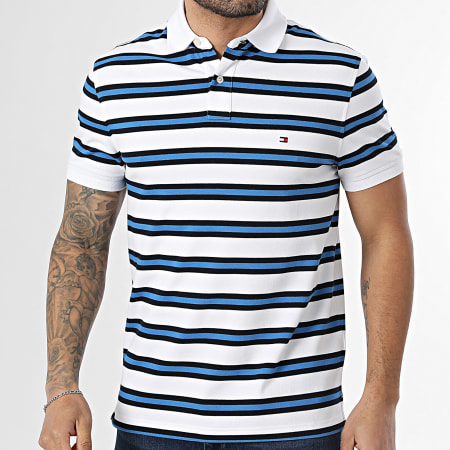 Tommy Hilfiger - Polo Manches Courtes Regular Fit 1985 7770 Blanc Bleu Marine Bleu Roi