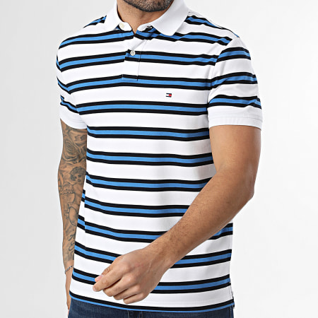 Tommy Hilfiger - Polo Manches Courtes Regular Fit 1985 7770 Blanc Bleu Marine Bleu Roi