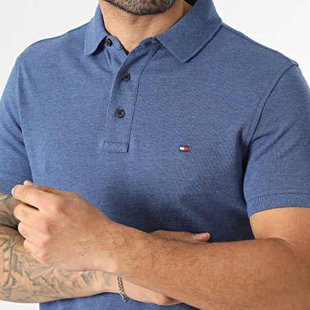 Tommy Hilfiger - Polo Manches Courtes Slim 1985 7771 Bleu Marine Chiné