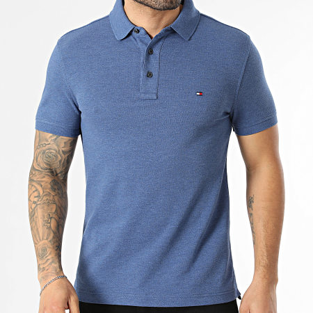 Tommy Hilfiger - Polo Manches Courtes Slim 1985 7771 Bleu Marine Chiné