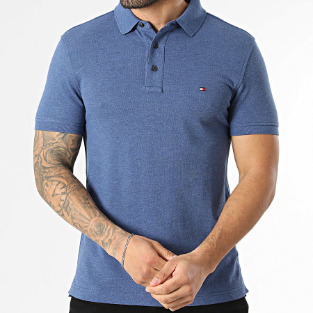 Tommy Hilfiger - Polo Manches Courtes Slim 1985 7771 Bleu Marine Chiné