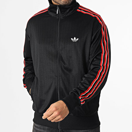 Adidas Originals - Veste Zippée A Bandes Firebird KD6292 Noir Rouge