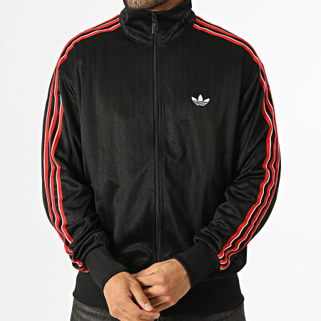 Adidas Originals - Veste Zippée A Bandes Firebird KD6292 Noir Rouge