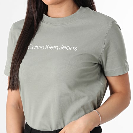 Calvin Klein - Tee Shirt Femme 7C912 Vert Kaki