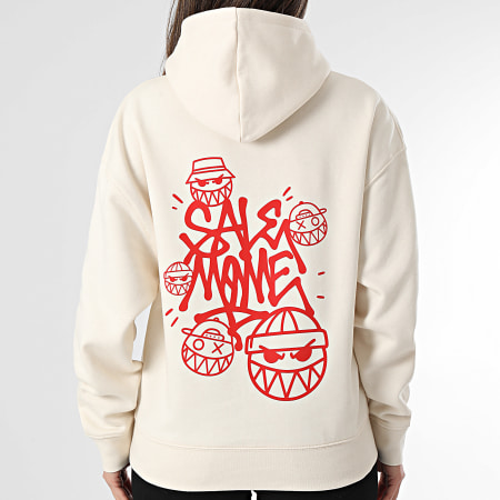 Sale Môme Paris - Sweat Capuche Relaxed Femme Street Boyz Beige Rouge