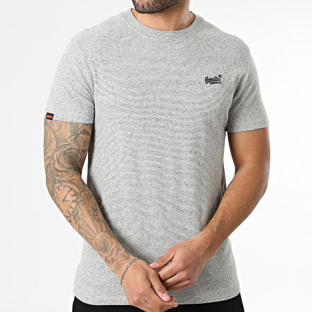 Superdry - Camiseta Essential Logo Embroidery M1011245A Gris Jaspeado