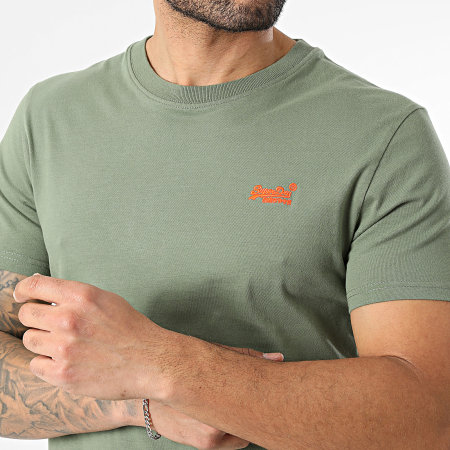 Superdry - Camiseta Essential Logo Bordado M1011245A Verde Kaki