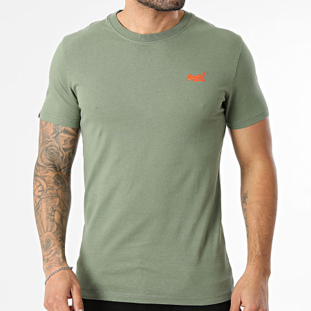 Superdry - Camiseta Essential Logo Bordado M1011245A Verde Kaki