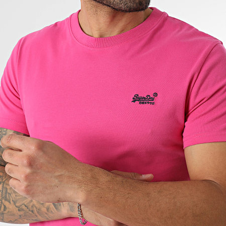 Superdry - Camiseta Essential Logo Bordado M1011245A Rosa Fucsia