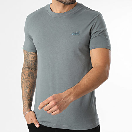 Superdry - Camiseta Essential Logo Embroidery M1011245A Gris Antracita