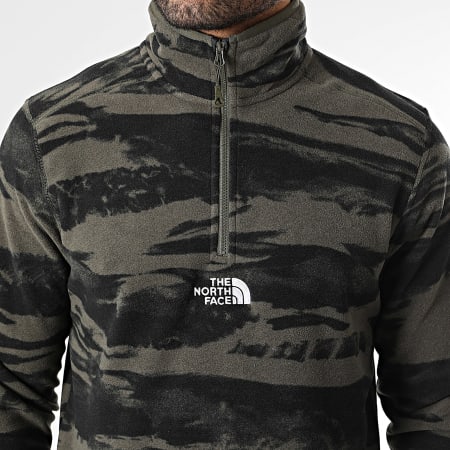 The North Face - Sweat Polaire Col Montant Zippé Glacier A8J7D Vert Kaki Noir