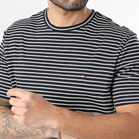 Tommy Hilfiger - Tee Shirt A Rayures Essential Seasonal 0923 Bleu Marine Blanc