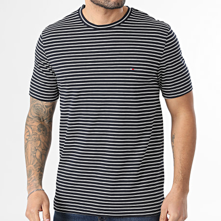 Tommy Hilfiger - Tee Shirt A Rayures Essential Seasonal 0923 Bleu Marine Blanc