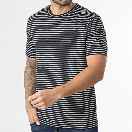 Tommy Hilfiger - Tee Shirt A Rayures Essential Seasonal 0923 Bleu Marine Blanc