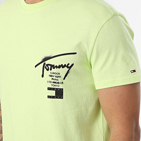 Tommy Jeans - Tee Shirt Regular Fit City Sign 2553 Vert Lime