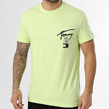 Tommy Jeans - Tee Shirt Regular Fit City Sign 2553 Vert Lime
