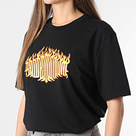 Vald - Tee Shirt Oversize Femme Flamme Noir