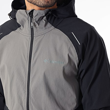 Columbia - Coupe-Vent Capuche Zippé Columbia Tech II 2160521 Gris Noir