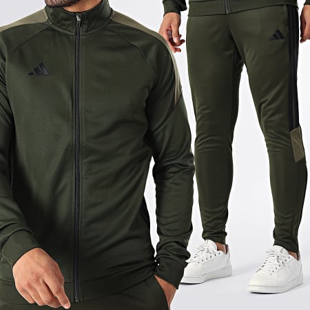 Adidas Sportswear - Ensemble De Survetement A Bandes Tiro Essential KC7141 Vert Kaki Foncé