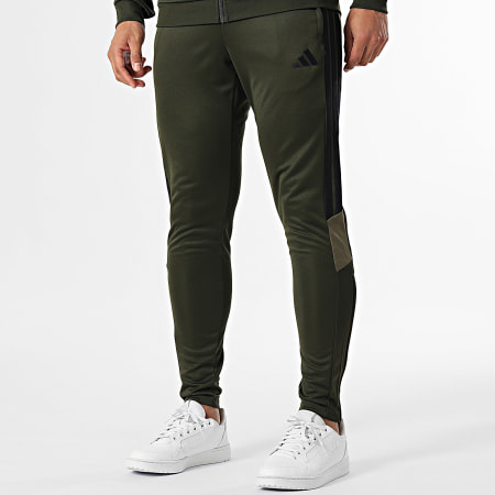Adidas Sportswear - Ensemble De Survetement A Bandes Tiro Essential KC7141 Vert Kaki Foncé