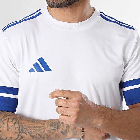Adidas Sportswear - Tee Shirt A Bandes SQUA25 Jersey JG5828 Blanc Bleu Marine