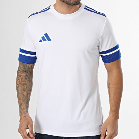 Adidas Sportswear - Tee Shirt A Bandes SQUA25 Jersey JG5828 Blanc Bleu Marine