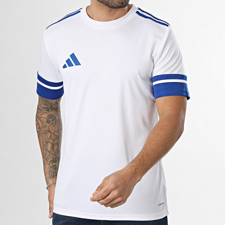 Adidas Sportswear - Tee Shirt A Bandes SQUA25 Jersey JG5828 Blanc Bleu Marine