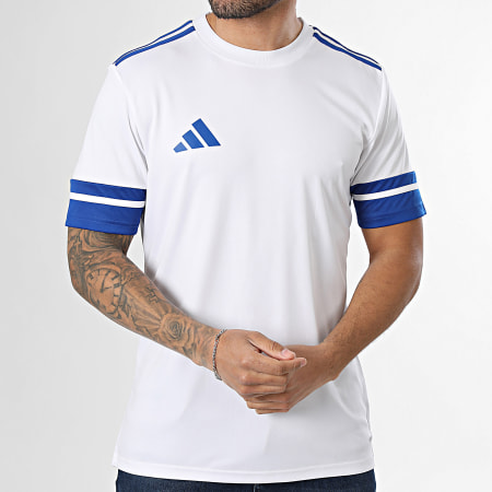 Adidas Sportswear - Tee Shirt A Bandes SQUA25 Jersey JG5828 Blanc Bleu Marine
