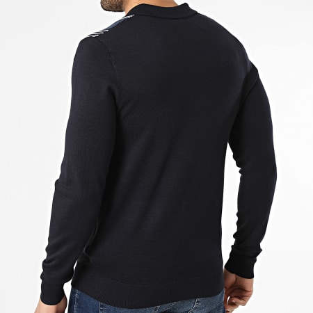 Frilivin - Polo Manches Longues A Rayures 656 Bleu Marine Beige Clair