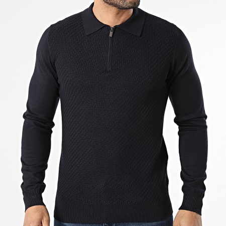 Frilivin - Polo Manches Longues Col Zippé 659 Bleu Marine